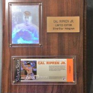 Cal Ripken Jr Limited Edition Silver Star Plaque Hologram Card & Numbered Ticket